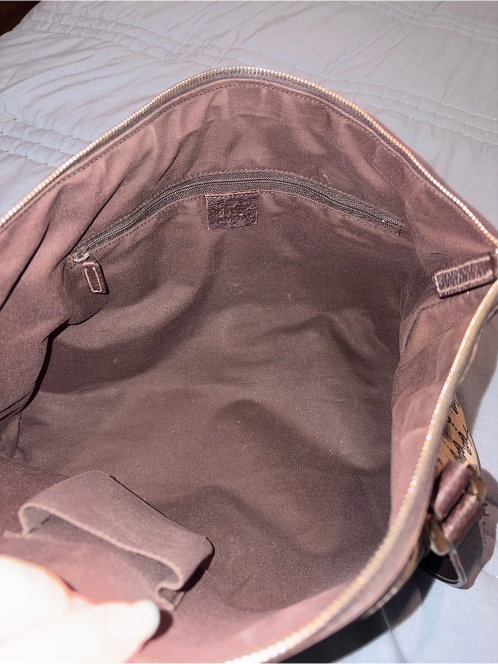 Gucci Beige GG Canvas Shoulder Bag with Brown Leather Trim - Picture 9 of 15